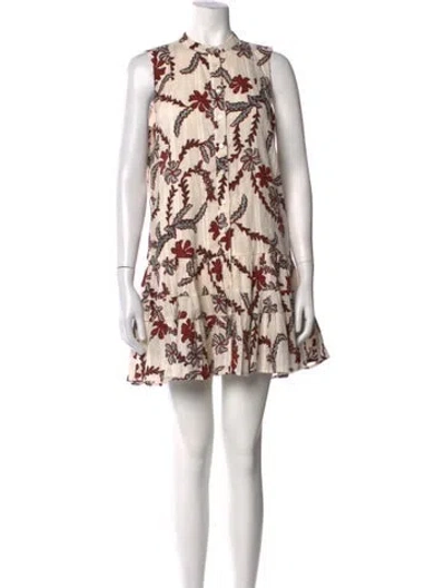 Pre-owned Joie Floral Print Mini Dress In Red