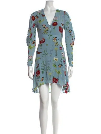 Pre-owned Joie Floral Print Mini Dress W/ Tags In Blue