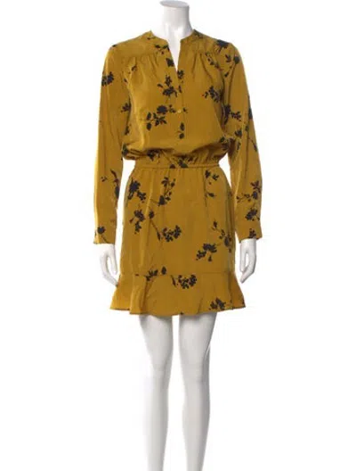 Pre-owned Joie Floral Print Mini Dress In Yellow