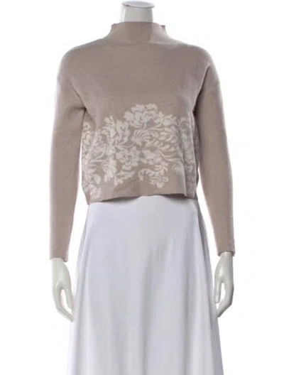 Pre-owned Joie Floral Print Mock Neck Sweater In Neutral