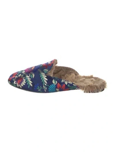 Pre-owned Joie Floral Print Mules In Blue