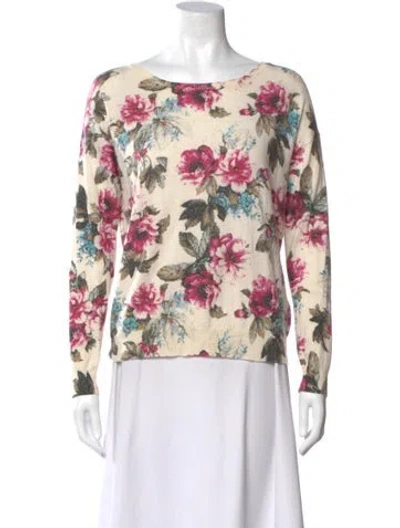 Pre-owned Joie Floral Print Scoop Neck Sweater W/ Tags In Neutral