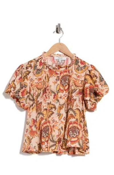 Joie Floral Puff Sleeve Top In Brown
