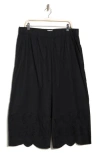 Joie Florence Embroidered Eyelet Scalloped Crop Pants In Caviar