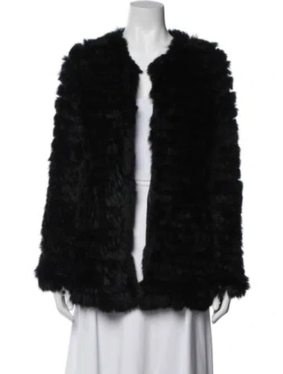 Pre-owned Joie Fur Faux Fur Jacket In Black