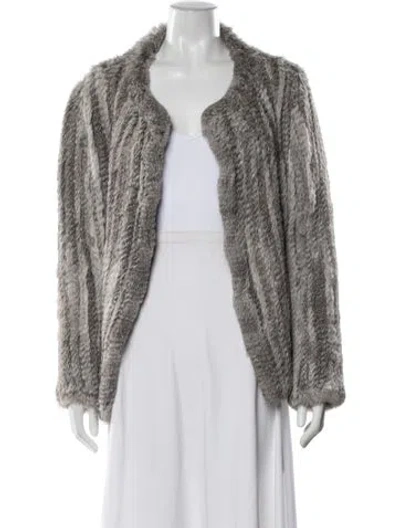 Pre-owned Joie Fur Faux Fur Jacket In Grey