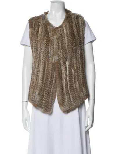 Pre-owned Joie Fur Patterned Vest In Brown