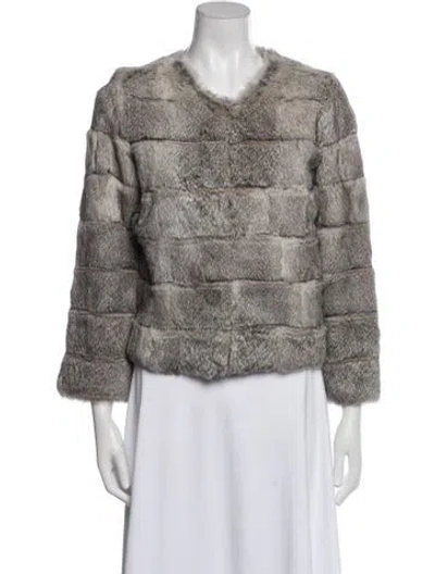 Pre-owned Joie Fur Printed Fur Coat In Gray