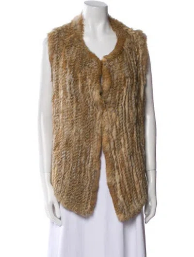 Pre-owned Joie Fur Striped Faux Fur Coat In Brown