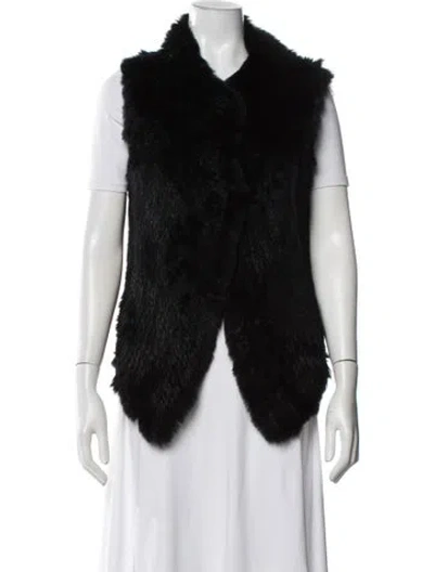 Pre-owned Joie Fur Vest In Black