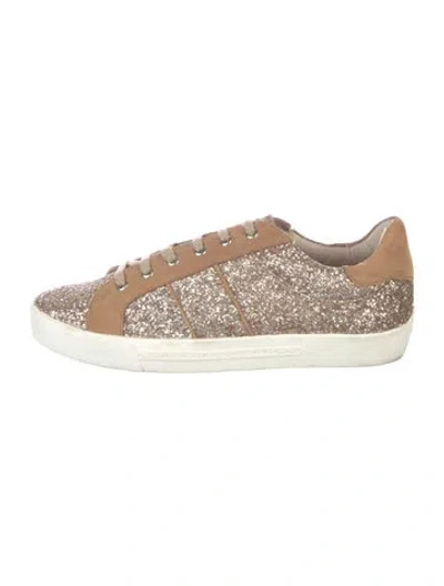 Pre-owned Joie Glitter Graphic Print Sneakers In Neutral