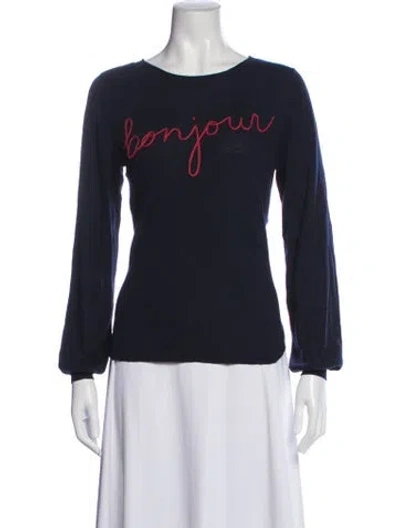 Pre-owned Joie Graphic Print Crew Neck Sweater In Blue