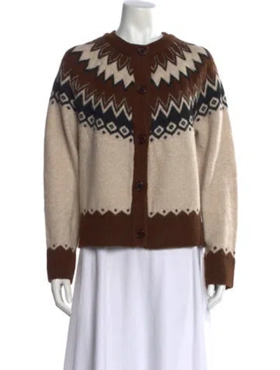 Pre-owned Joie Graphic Print Crew Neck Sweater In Brown
