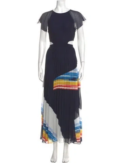 Pre-owned Joie Graphic Print Long Dress W/ Tags In Blue