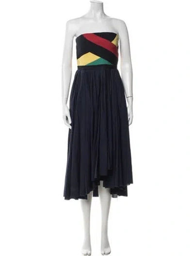 Pre-owned Joie Graphic Print Midi Length Dress In Blue