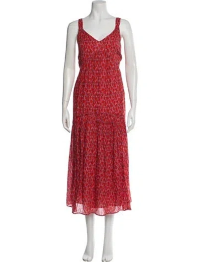 Pre-owned Joie Graphic Print Midi Length Dress In Red