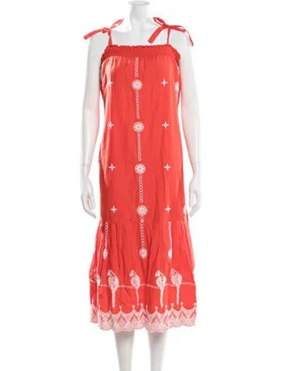 Pre-owned Joie Graphic Print Midi Length Dress In Red