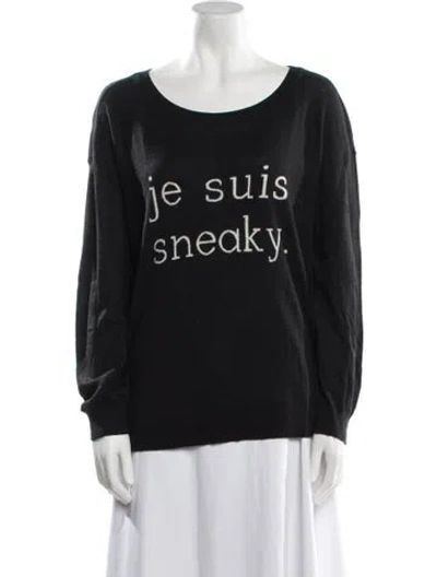 Pre-owned Joie Graphic Print Scoop Neck Sweater In Black