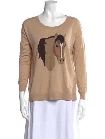 Pre-owned Joie Graphic Print Scoop Neck Sweater In Neutral