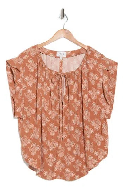 Joie Gwyneth Floral Drawstring Neck Top In Sierra And Bleached Sand