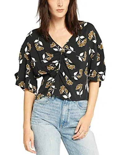 Joie Harlee Ruched Floral Top In Caviar Multi