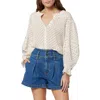 Joie Harlow Long Sleeve Cotton Top In White In Porcelain Multi