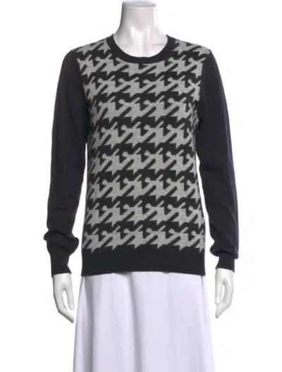 Pre-owned Joie Houndstooth Print Crew Neck Sweater In Blue