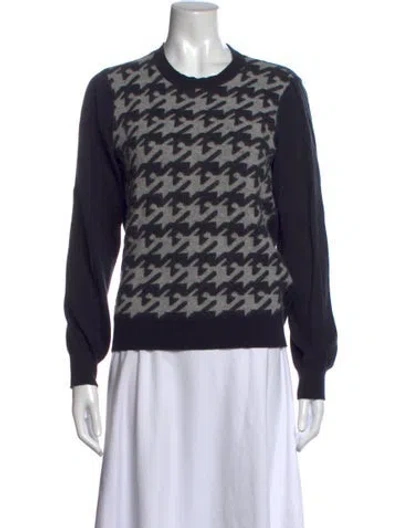 Pre-owned Joie Houndstooth Print Crew Neck Sweater In Grey