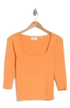 Joie Isa Square Neck Rib Stitch Top In Tangerine