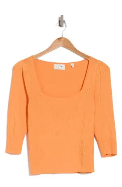 Joie Isa Square Neck Rib Stitch Top In Tangerine