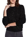 Joie Itana Leopard Burnout Caviar Knit Sweater In Black In Black