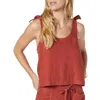 JOIE JINA LINEN TOP IN BURNT HENNA RED