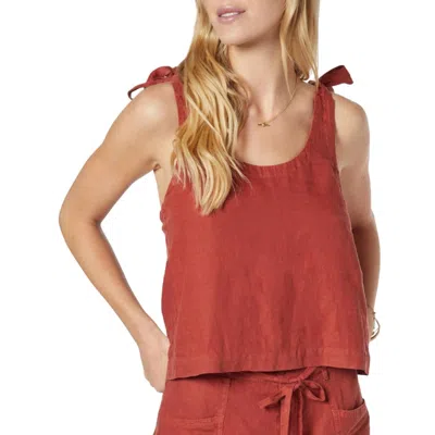 Joie Jina Linen Top In Burnt Henna Red In Multi