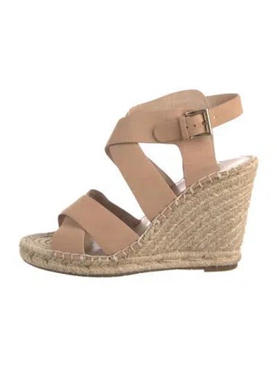 Pre-owned Joie Kaelyn Leather Espadrilles In Neutral