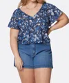 Joie Katya Short Sleeve Cotton Top In Navy Blazer Blue In Multi