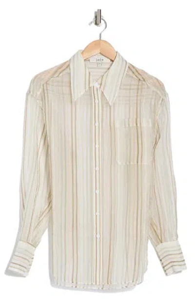 Joie Keeley Stripe Silk & Cotton Button-up Shirt In Boa