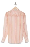 Joie Keeley Stripe Silk & Cotton Button-up Shirt In Peach Melba