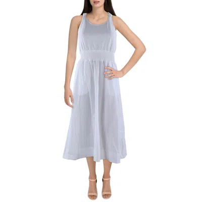 Joie Kenzie Womens Mixed Media Linen Midi Dress