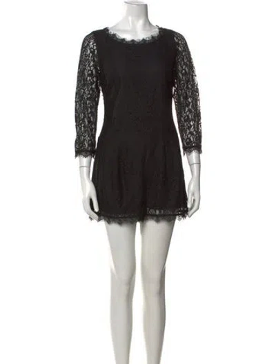 Pre-owned Joie Lace Pattern Crew Neck Jumpsuit In Black