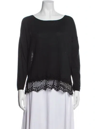 Pre-owned Joie Lace Pattern Crew Neck Sweater In Blue