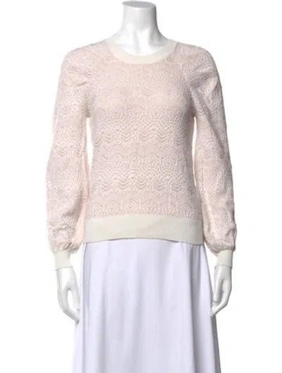 Pre-owned Joie Lace Pattern Crew Neck Sweater In Neutral