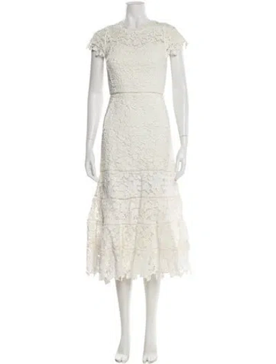 Pre-owned Joie Lace Pattern Long Dress In White