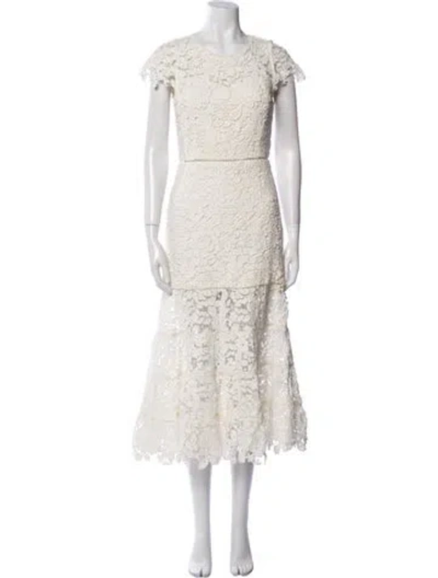 Pre-owned Joie Lace Pattern Long Dress In White