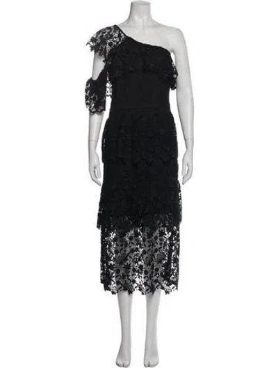 Pre-owned Joie Lace Pattern Midi Length Dress In Black
