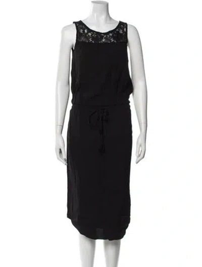 Pre-owned Joie Lace Pattern Midi Length Dress In Black