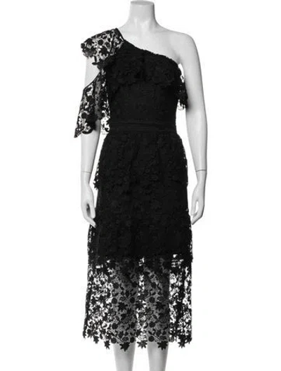 Pre-owned Joie Lace Pattern Midi Length Dress In Black