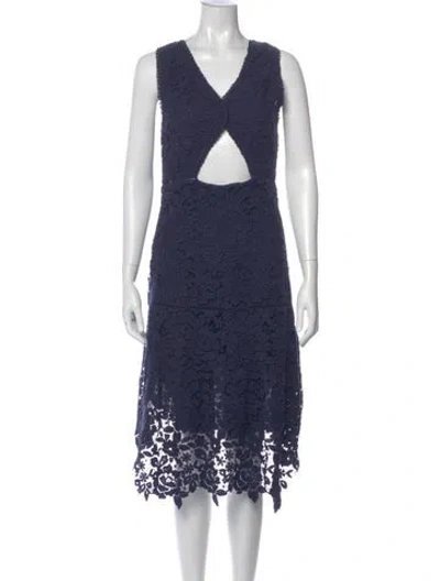 Pre-owned Joie Lace Pattern Midi Length Dress In Blue