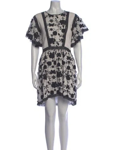 Pre-owned Joie Lace Pattern Mini Dress In Black