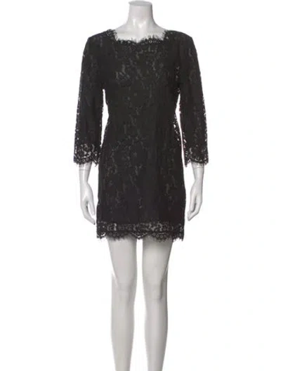 Pre-owned Joie Lace Pattern Mini Dress In Black