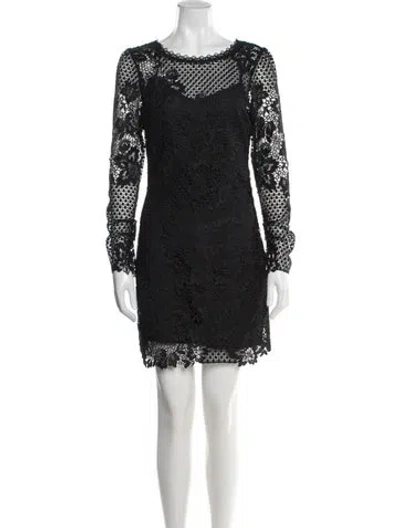 Pre-owned Joie Lace Pattern Mini Dress In Black